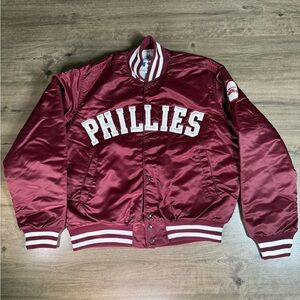 Vintage Philadelphia Phillies Bomber Jacket (Pyramid Outwear/Large/Maroon)